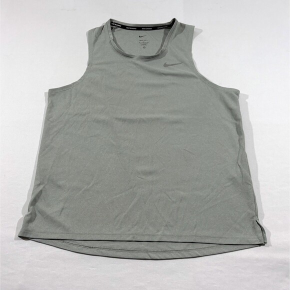 Nike Dri-Fit  Running Breathable Tank Top Mens Gray Sleeveless Gym Crew Sz M - Picture 1 of 8